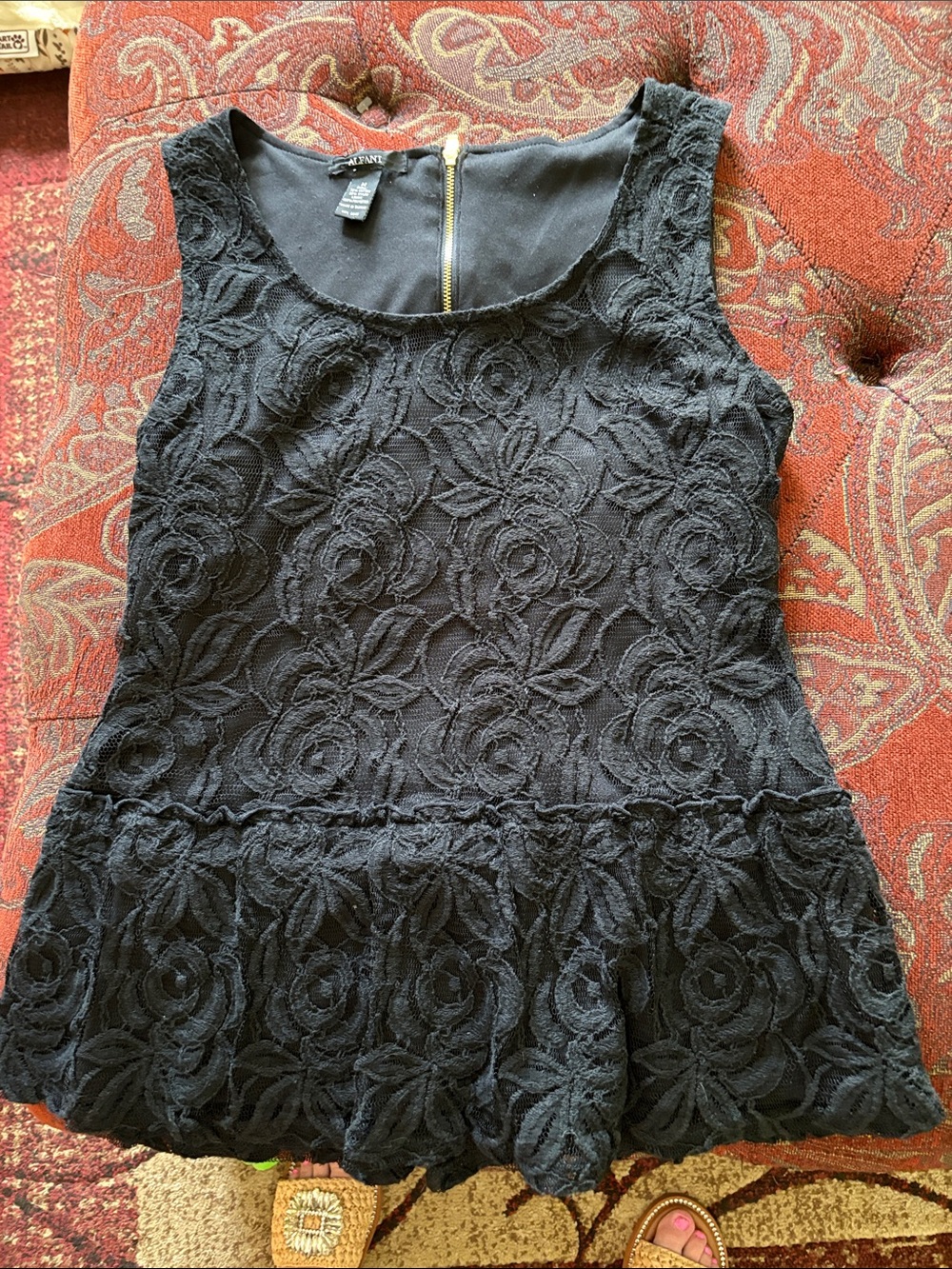 Alfani Black Lace Peplum Tank